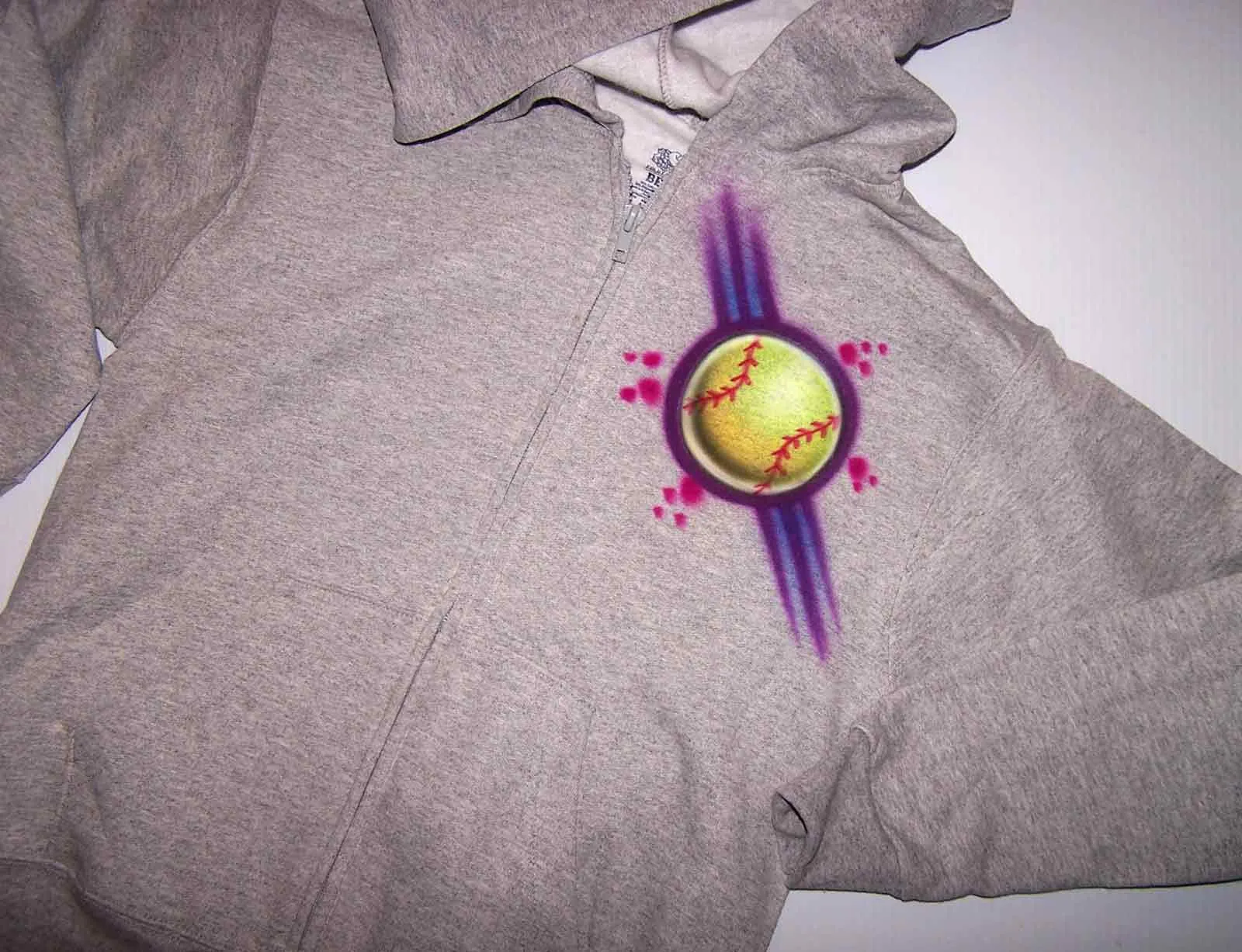 Peace Love Softball Airbrushed 2 Sided Sweatshirt, Hoodie, or Zipper Hood