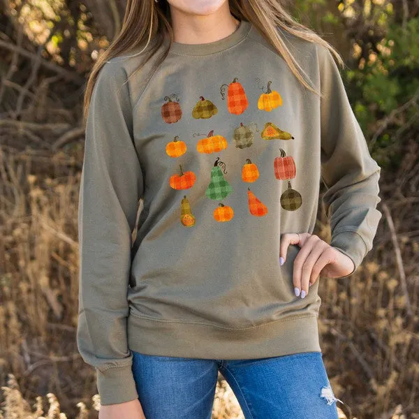 Plaid Pumpkins Chart Lightweight Sweatshirt