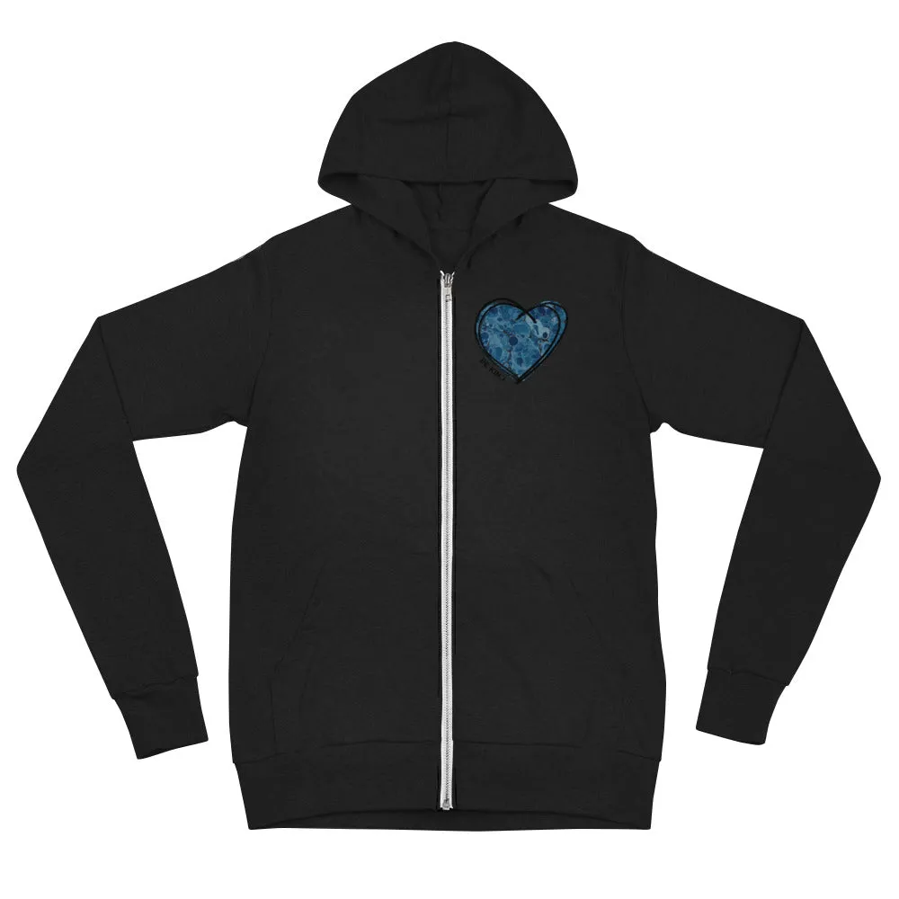 "BLUE HEART" LIGHT-WEIGHT ZIP HOODIE