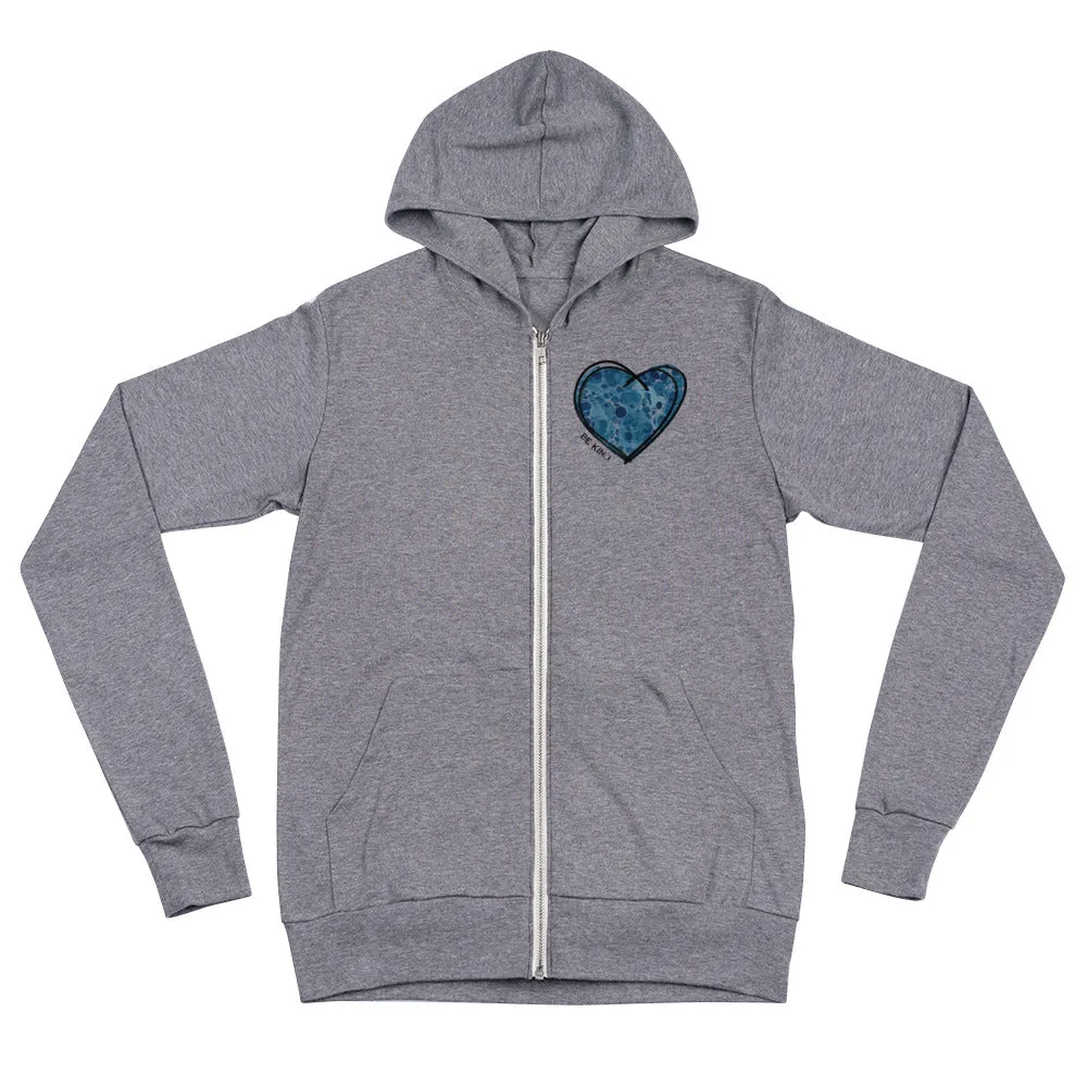 "BLUE HEART" LIGHT-WEIGHT ZIP HOODIE