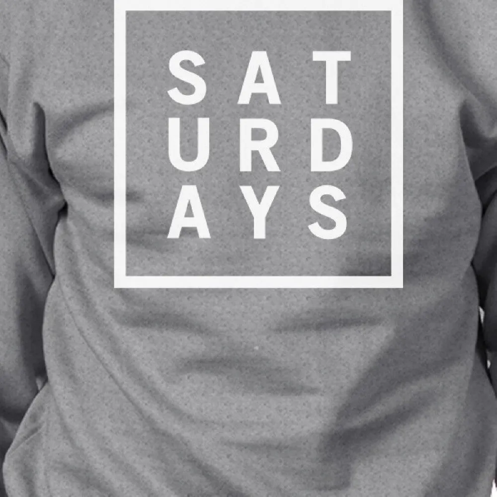 Saturdays Unisex Heather Grey SweatshirtCrew Neck Pullover Fleece