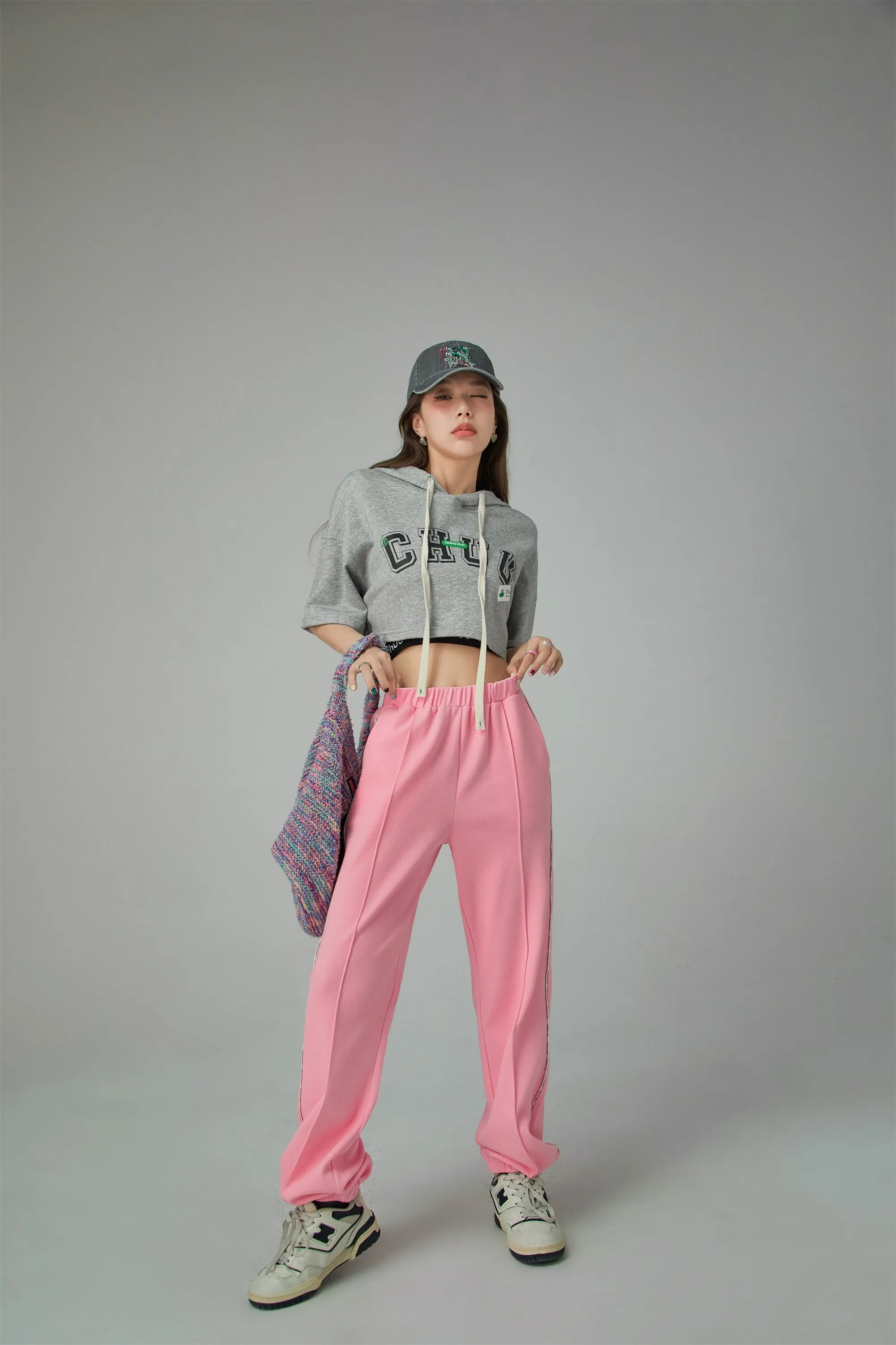 Sporty Chuu Logo Loose Fit Hoodie