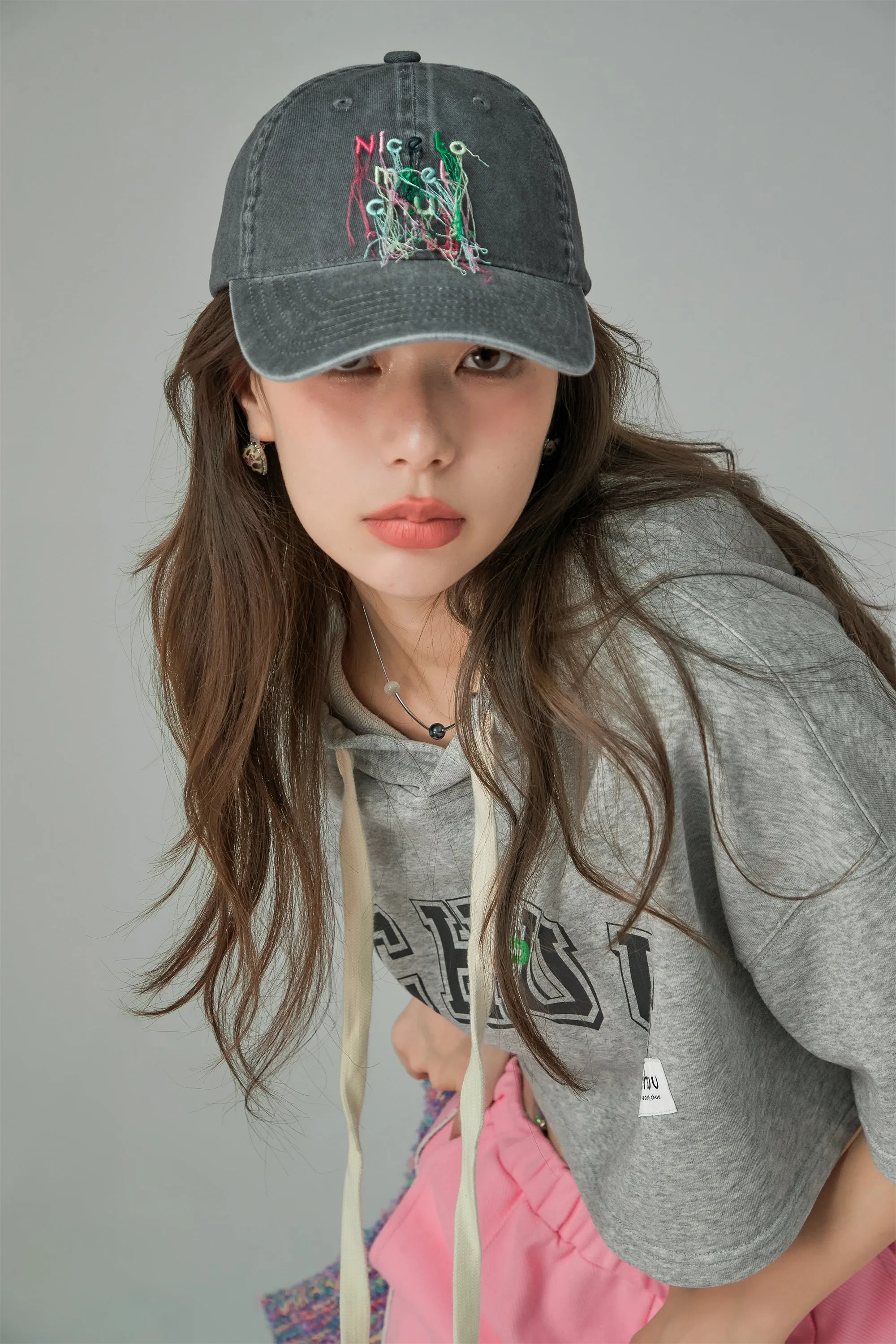 Sporty Chuu Logo Loose Fit Hoodie