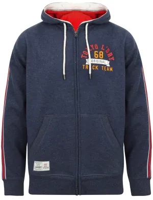 Springbrook Zip Through Hoodie with Tape Detail In Medieval Blue Marl - Tokyo Laundry