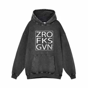 Square Frame English Letters Vintage Washed Hoodie