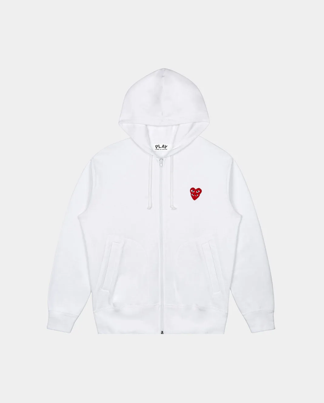 T293 DOUBLE RED HEART ZIP UP HOODED SWEATSHIRT SWEATSHIRT / WHITE