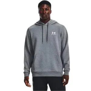 Under Armour Mens Essentials Fleece Hoodie Pitch Grey Medium Heather/White