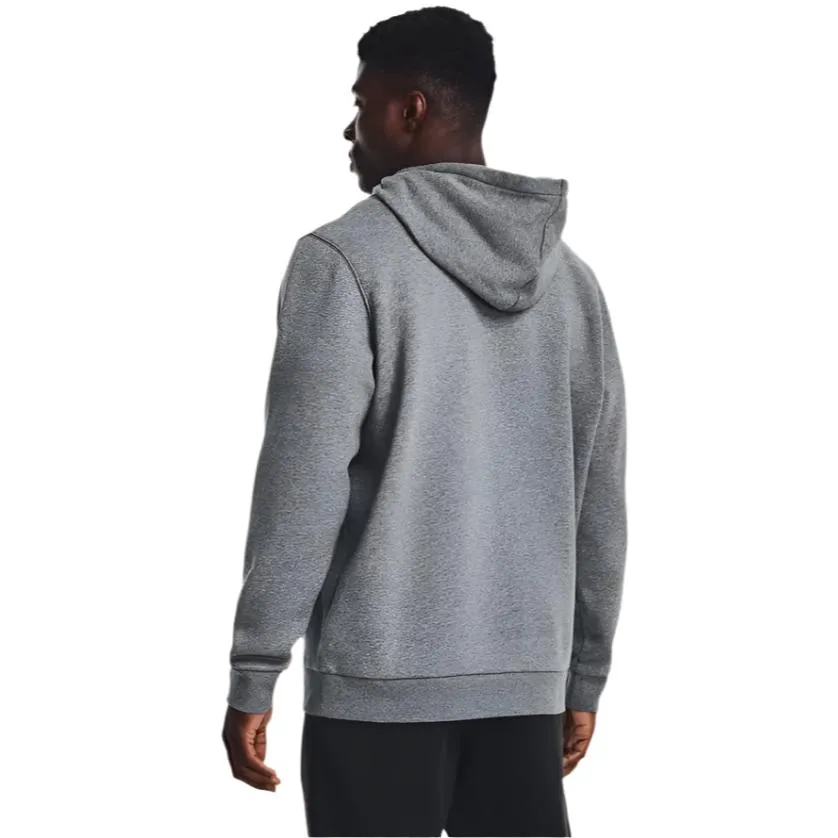 Under Armour Mens Essentials Fleece Hoodie Pitch Grey Medium Heather/White