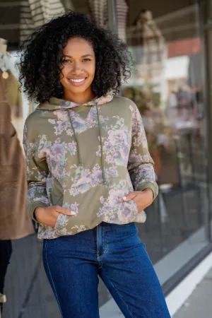 Vintage Floral Hooded Sweatshirt