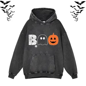 Vintage Washed Bad Ghost Pumpkin Hoodie Sweatshirt