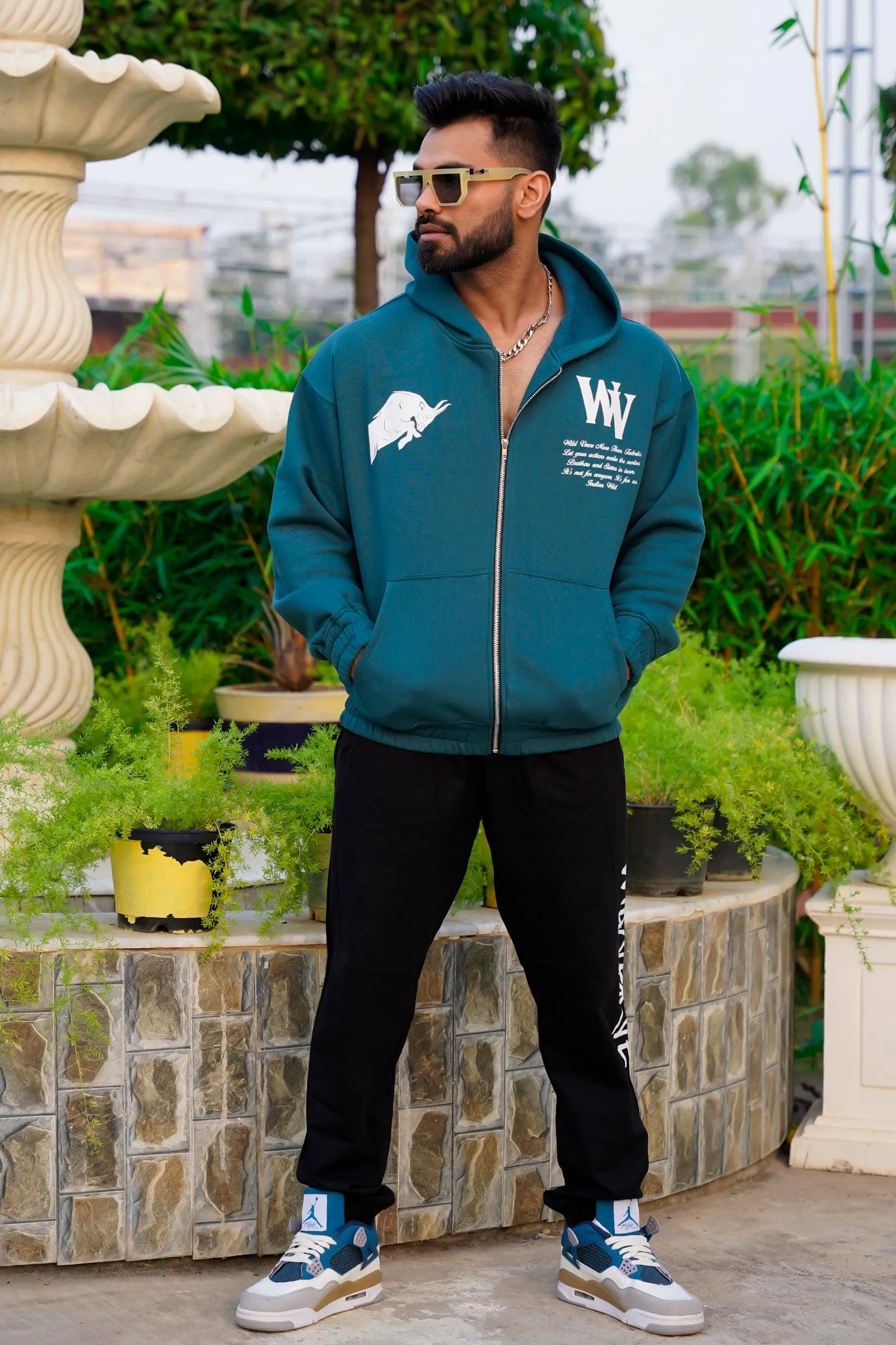 WV STAND UP "PREMIUM VINTAGE" ZIPPER HOODIE (DARK TEAL)